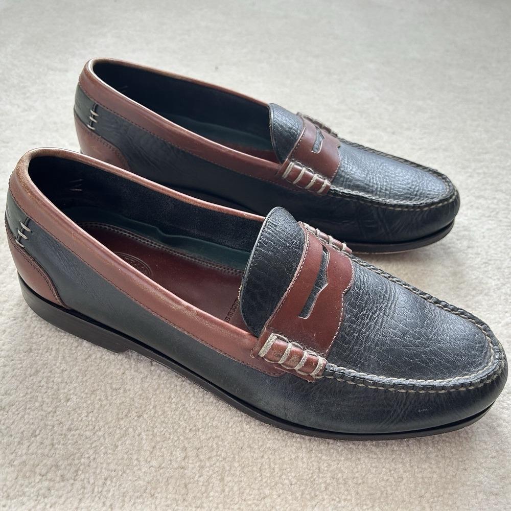 H.S TRASK Men's Hand Sewn Penny Loafers Shoes Size 10 W Leather Slip-On